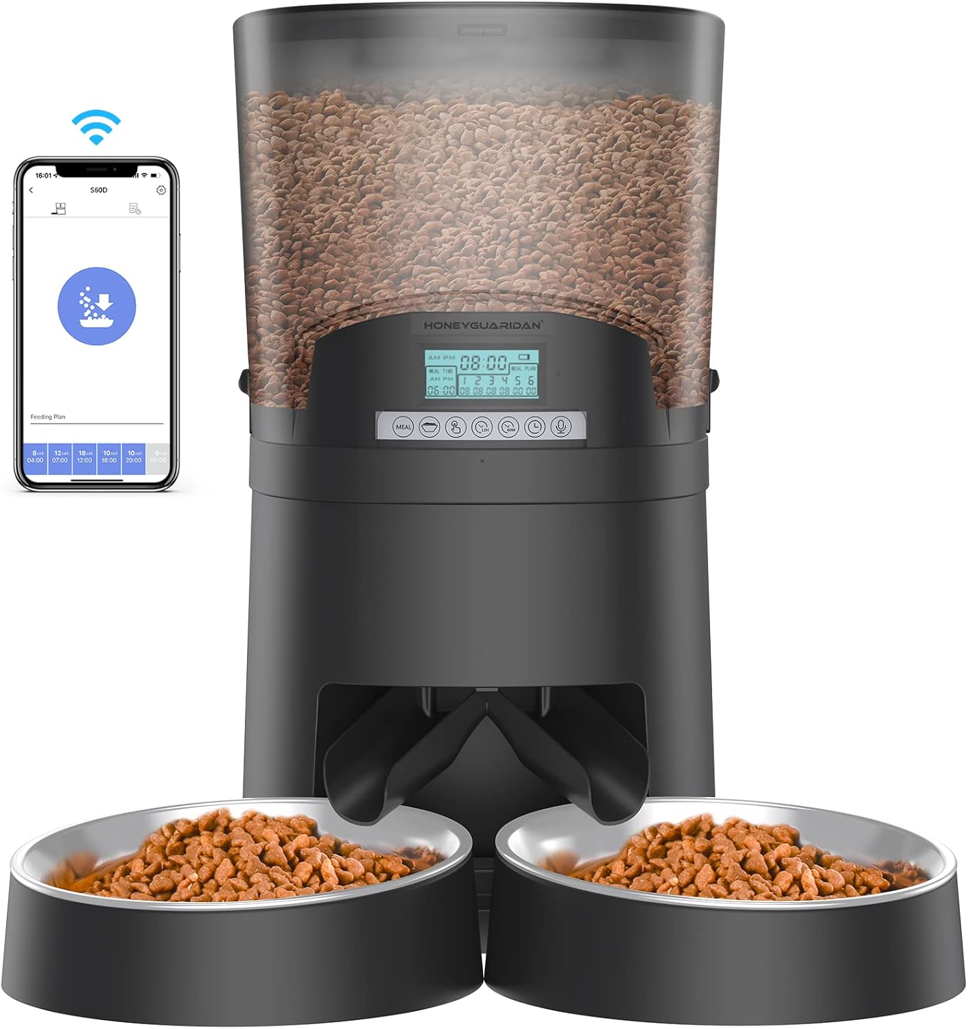 HoneyGuaridan 6.5L Automatic Cat Feeder with Wi-Fi Control