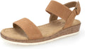 Womens Low Wedge Sandals with Elastic Ankle Strap - Comfy Slip On