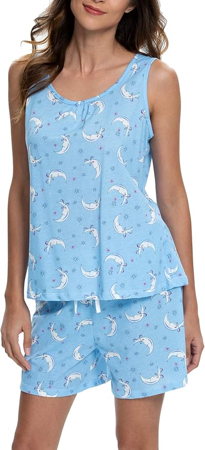 ENJOYNIGHT Women's Cute Sleeveless Print Pajama Set
