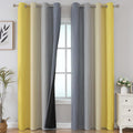 Estelar Textiler Yellow and Grey Ombre Blackout Curtains 90 in - Full