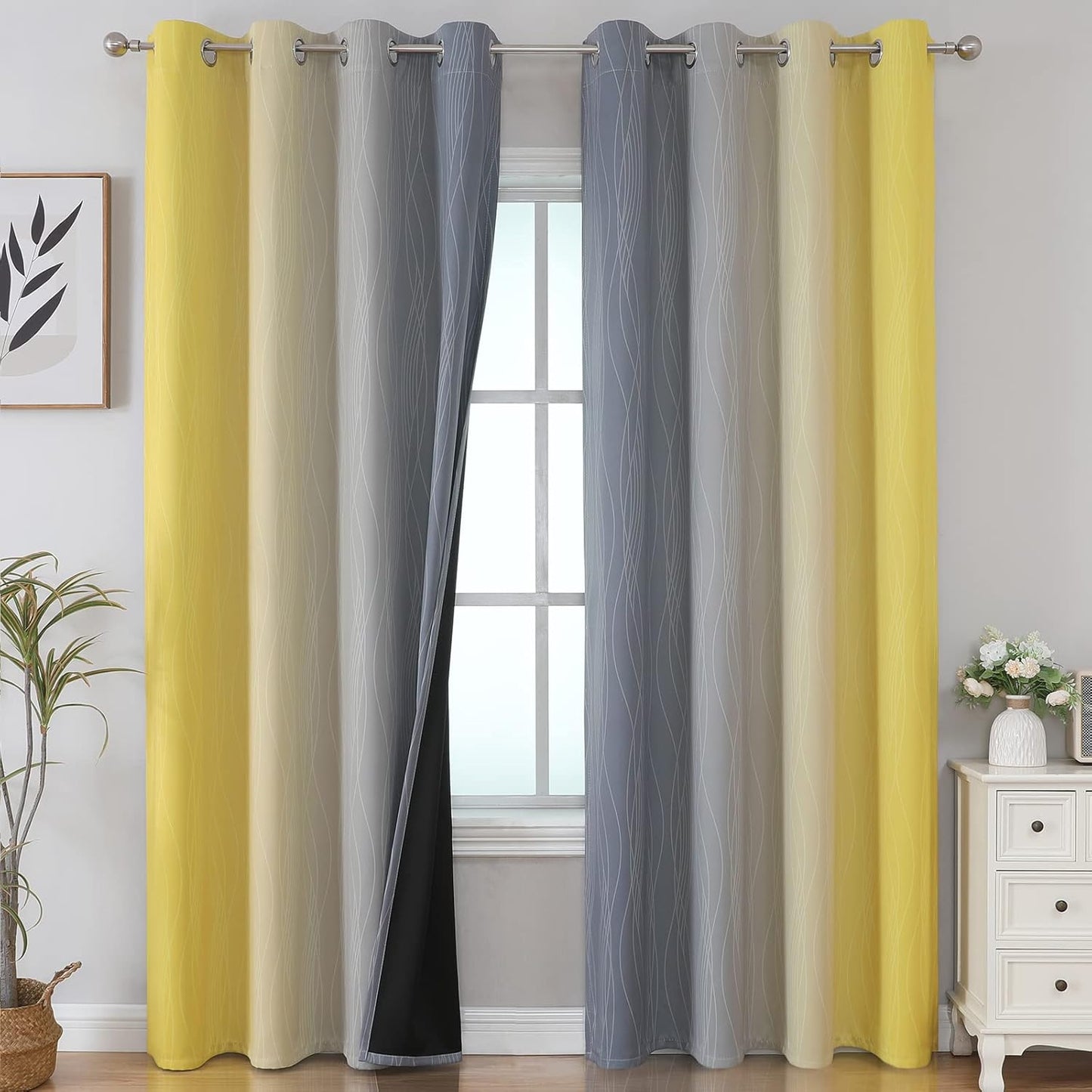 Ombre Blackout Curtains Set for Bedroom and Living Room Decor