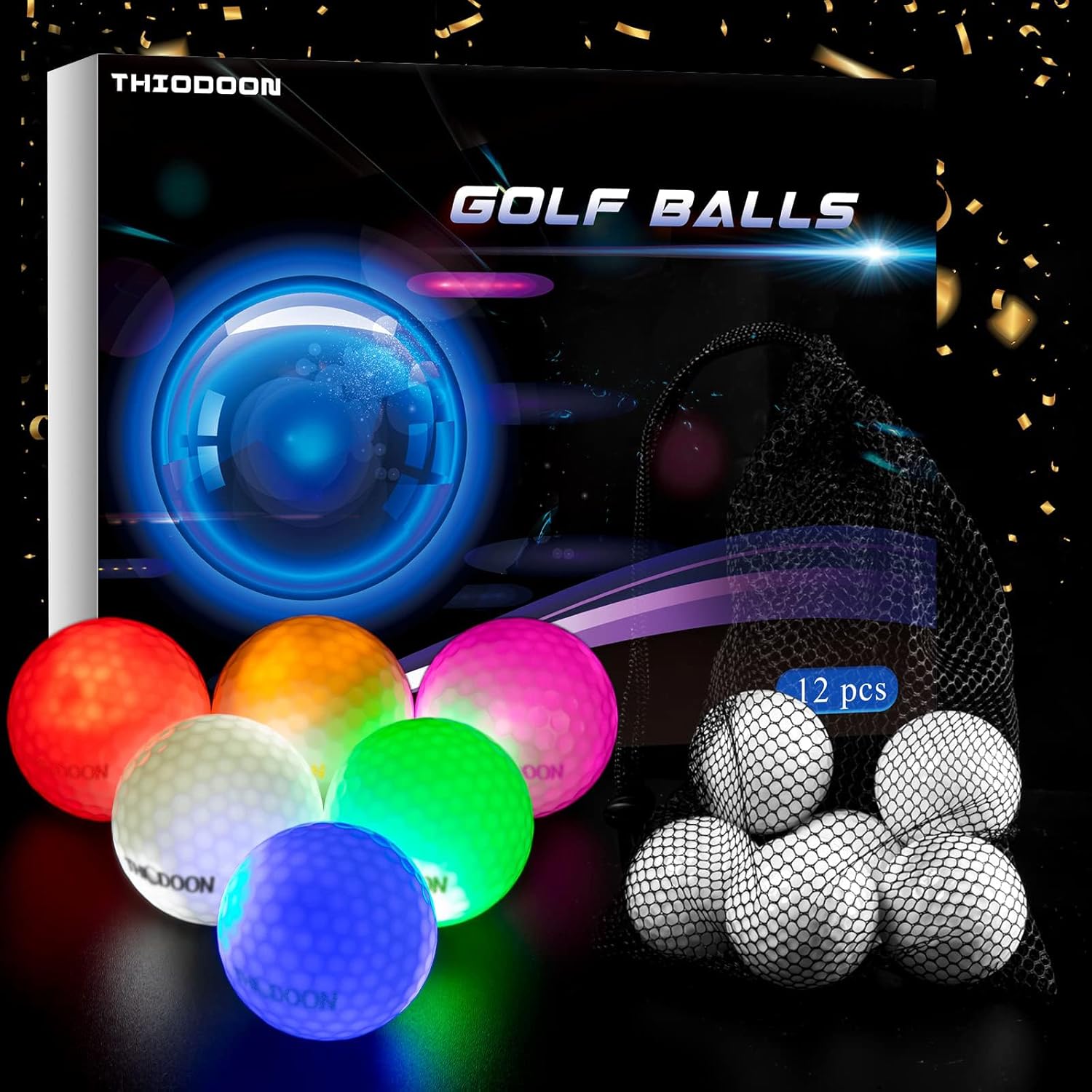 THIODOON Glow in The Dark Golf Balls for Night Golf Fun