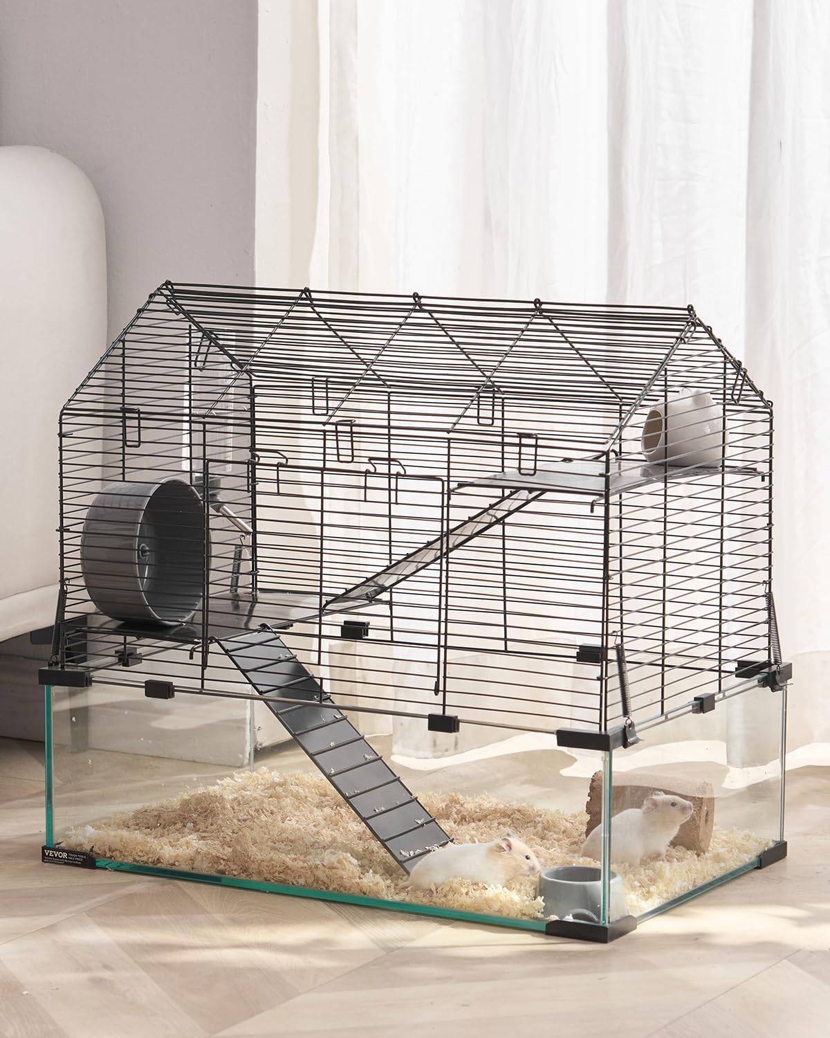 VEVOR Hamster Cage with 360 Viewing for Small Animals