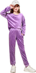 Arshiner Girls 2 Piece Velour Sweatsuit Set for Girls - Cozy Everyday