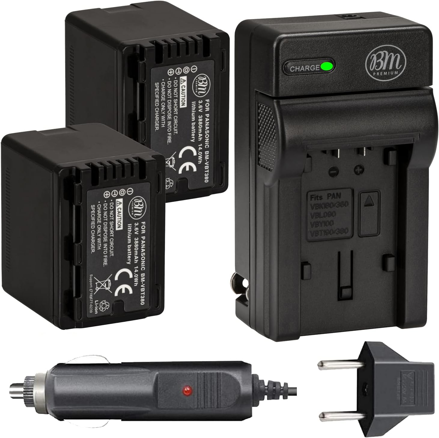 BM Premium VW-VBT380 Batteries and Charger for Panasonic Camcorders