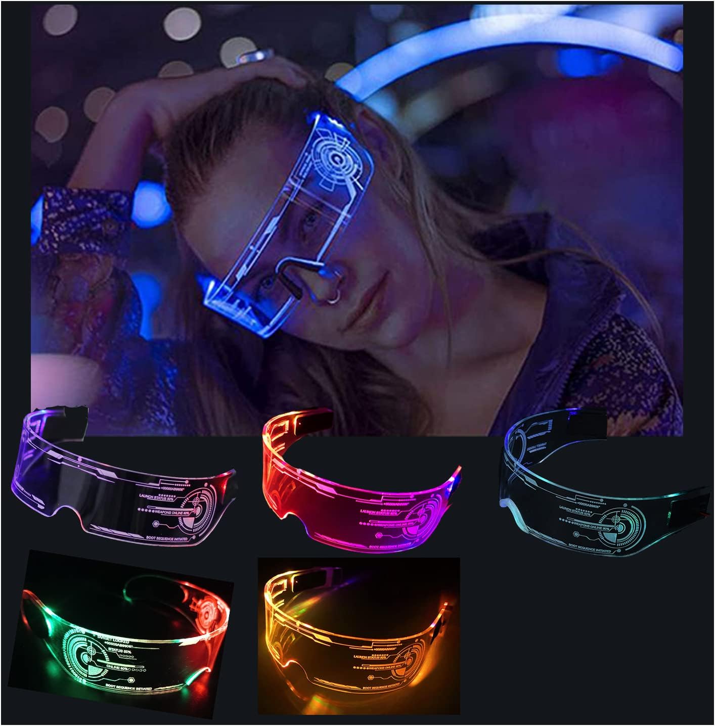 Futuristic LED Light Up Glasses for Cyberpunk Cosplay Fun