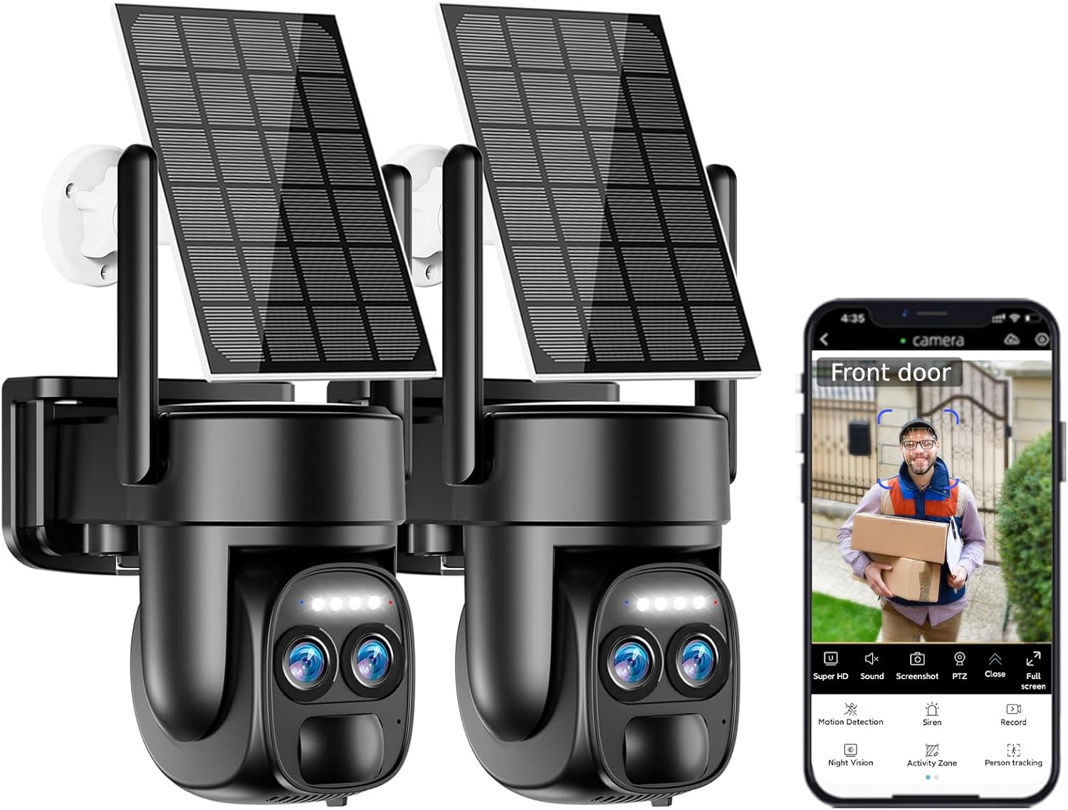 Uniter 4K Solar Security Cameras Wireless Outdoor with Night Vision