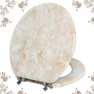 Round Toilet Seat Natural Wood with Zinc Alloy Hinges for Comfort
