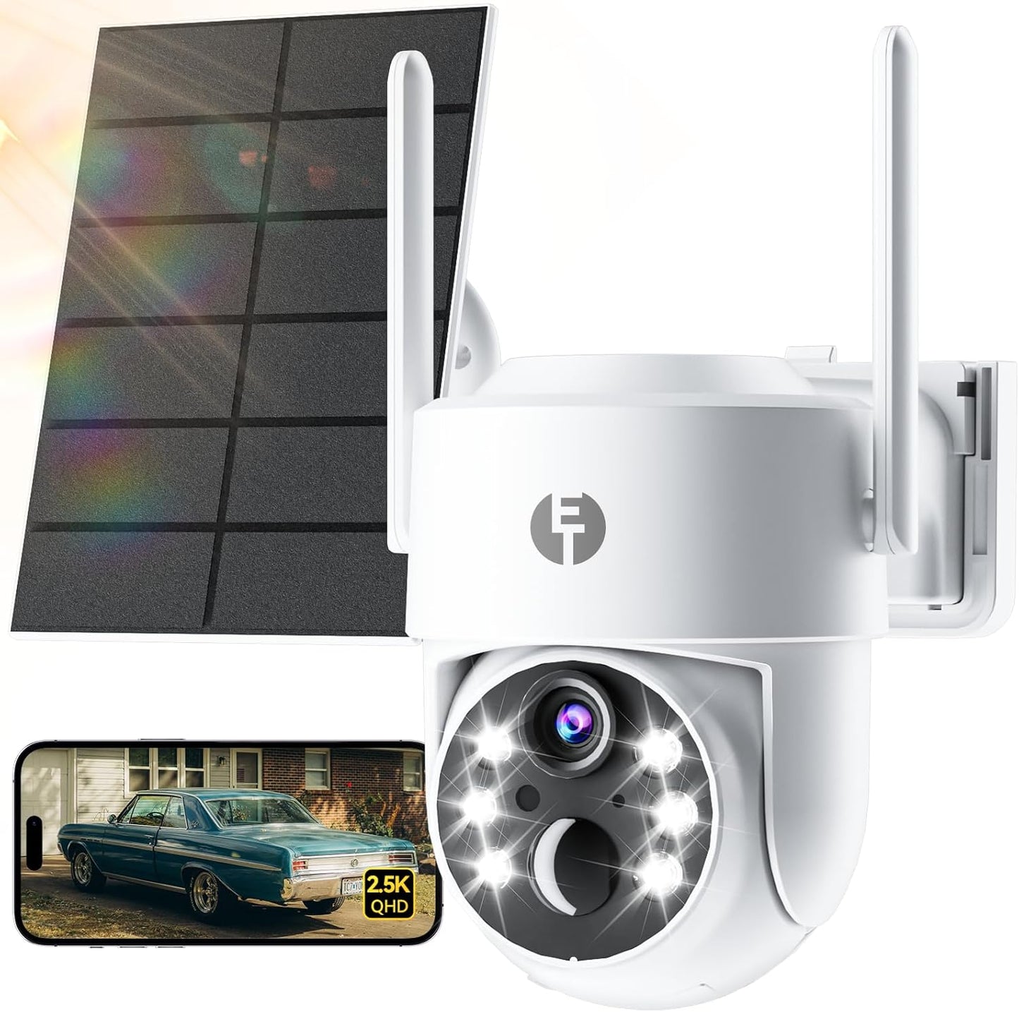 Solar Security Camera Wireless Outdoor with 2.5K Night Vision