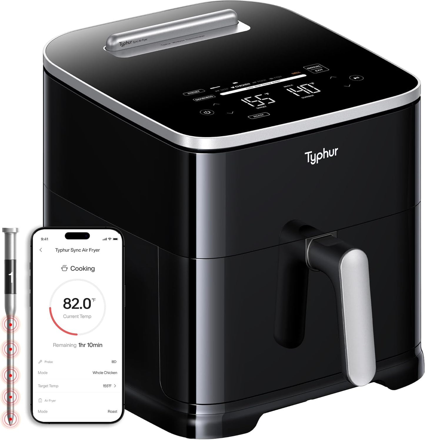 Typhur 8QT Sync Air Fryer with Wireless Thermometer for Easy Meals