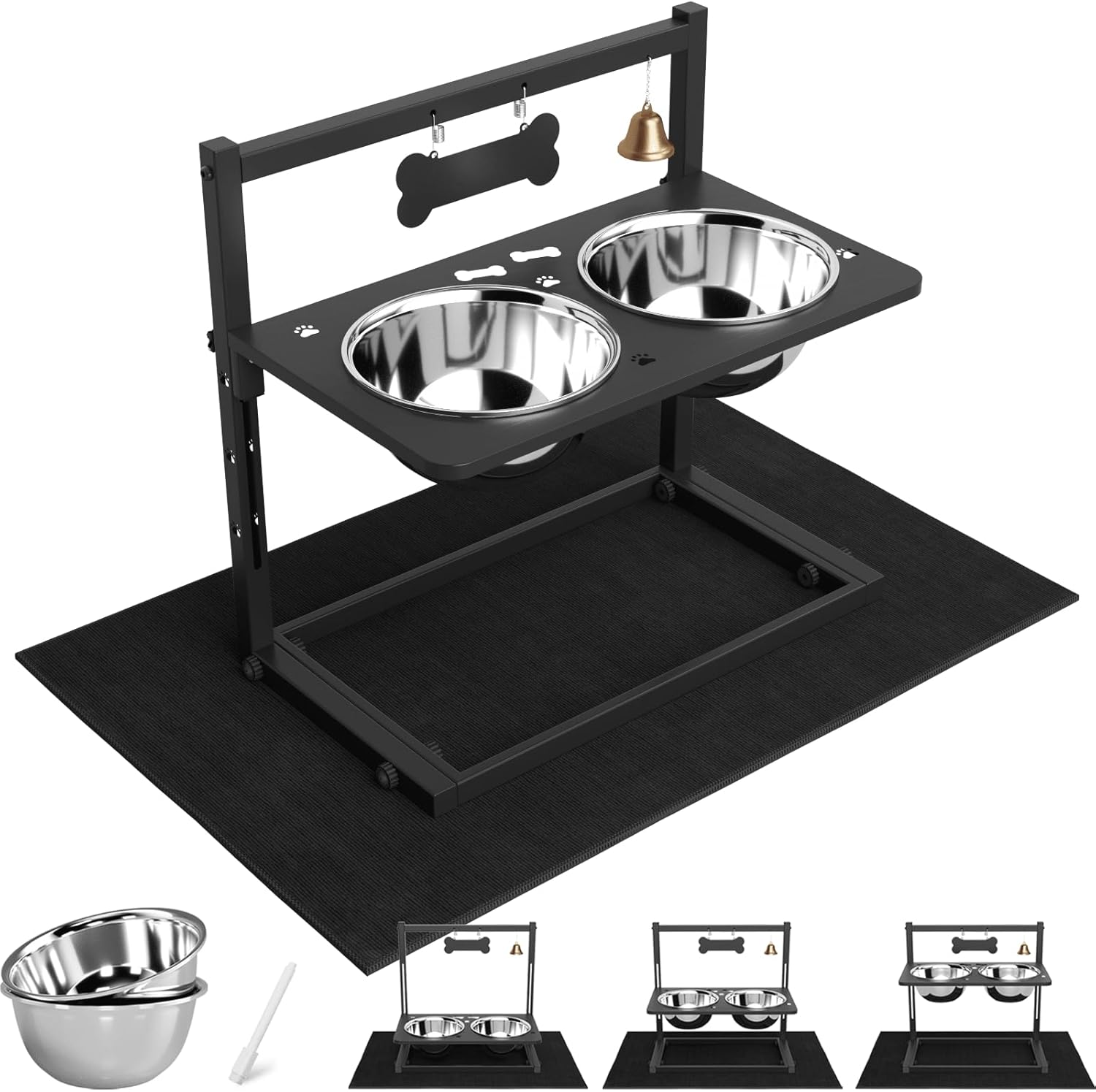 Elevated Dog Bowls With Mat for Comfortable Feeding Heights