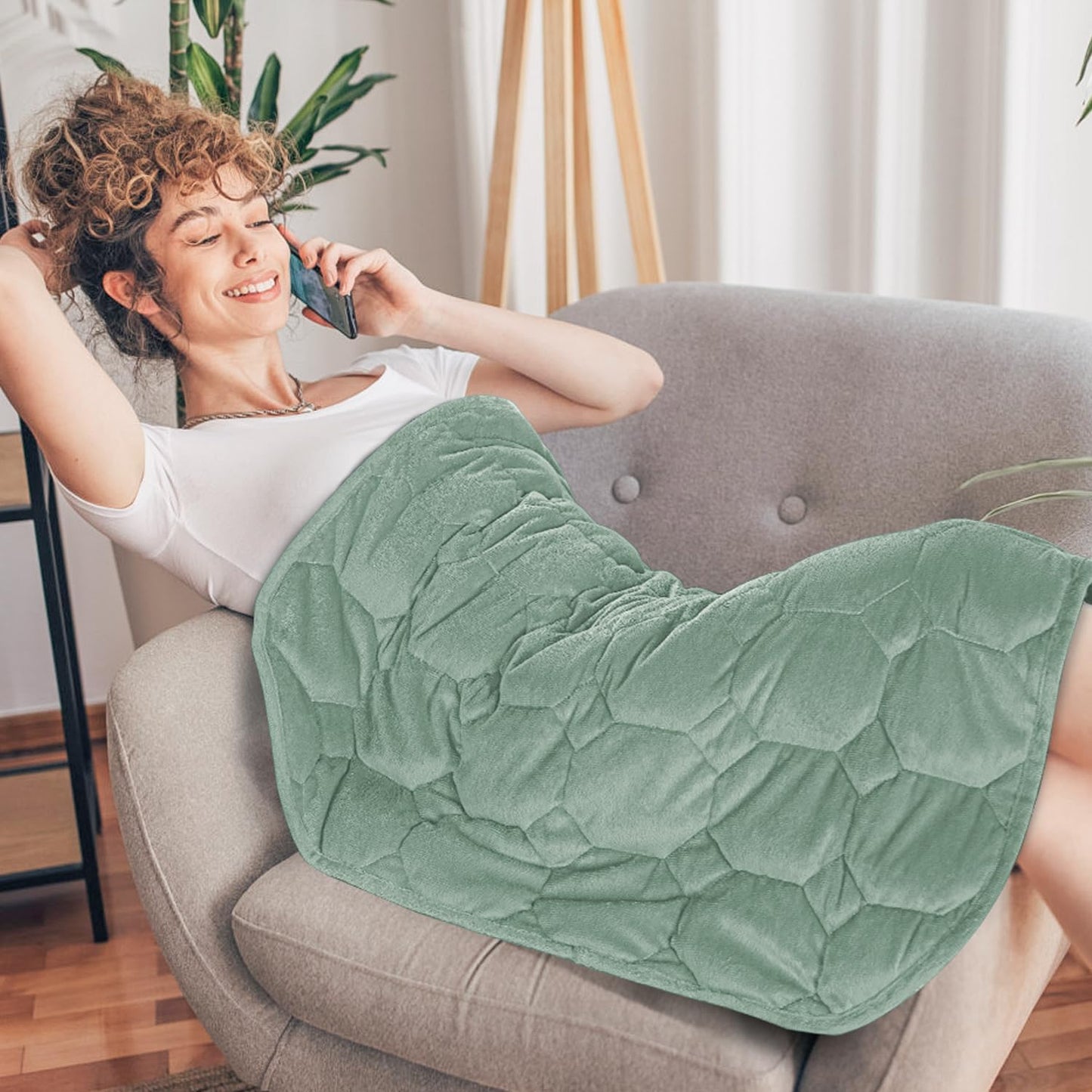 Topblan 7lbs Weighted Lap Blanket for Adults, Travel & Relaxation