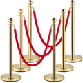 Velvet Ropes and Posts 6 Pcs Red Velvet Rope 5 ft - Stable Gold
