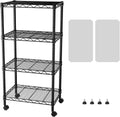 Small Wire Storage Shelf 4-Tier with Wheels - Narrow Adjustable