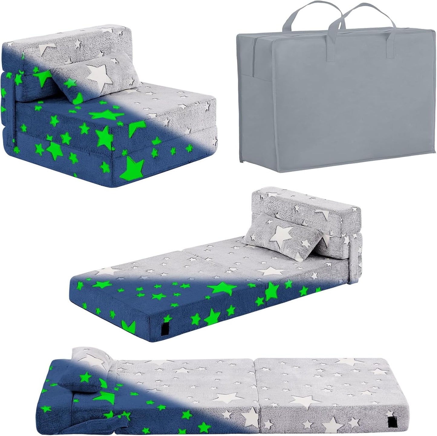 Folding Sofa Bed Floor Mattress for Kids with Glow in The Dark