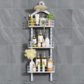 White 3 Tier Height-Adjustable Shower Caddy - Anti-Swing Organizer