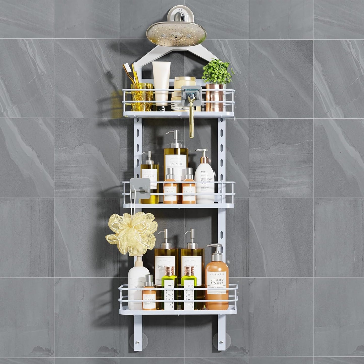 Height-Adjustable Shower Caddy for Organized Bathroom Storage