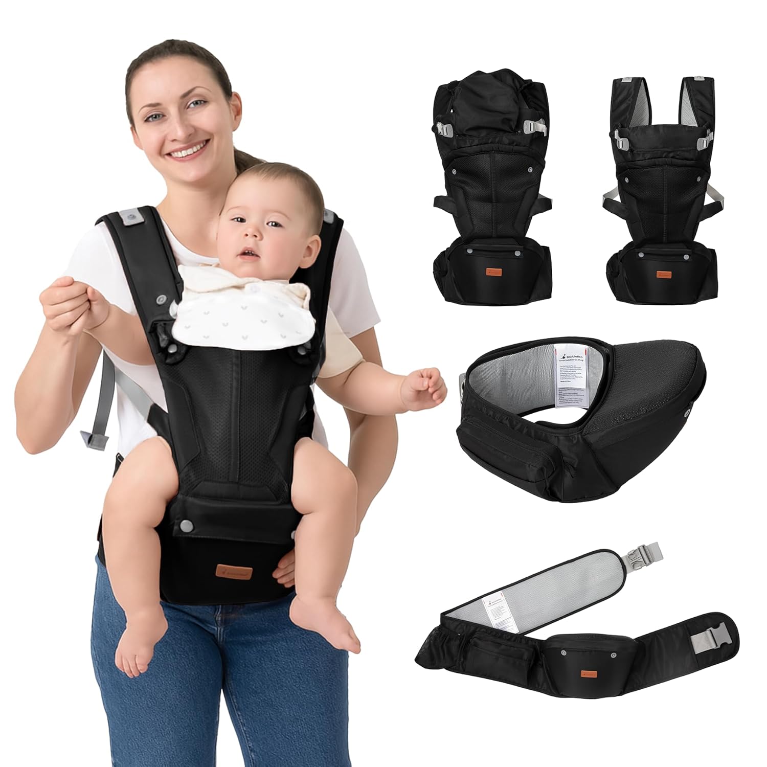 6-in-1 Baby Carrier with Hip Seat for Comfort and Support