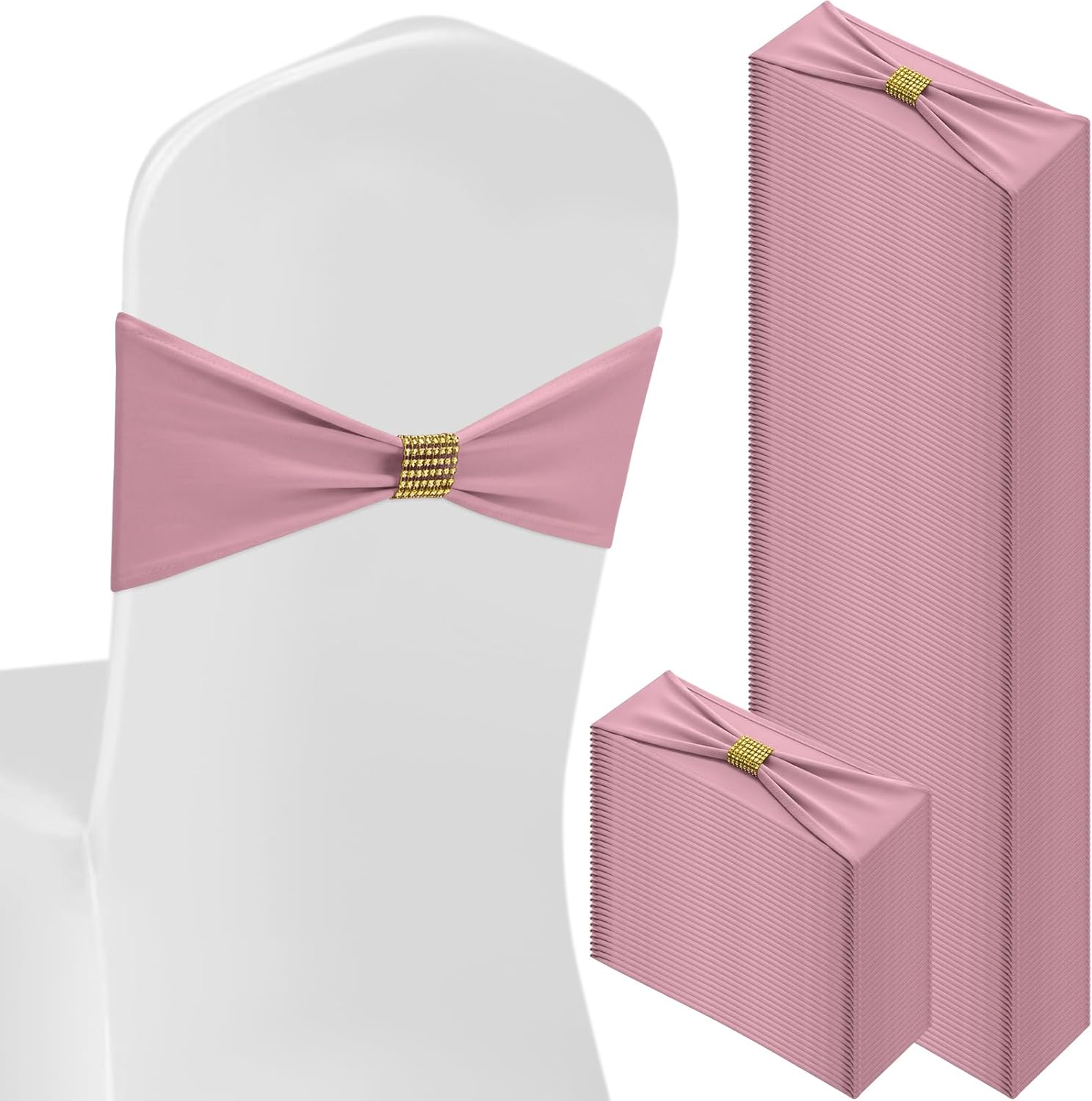 100 Pcs Spandex Chair Sashes Bows for Elegant Event Decor