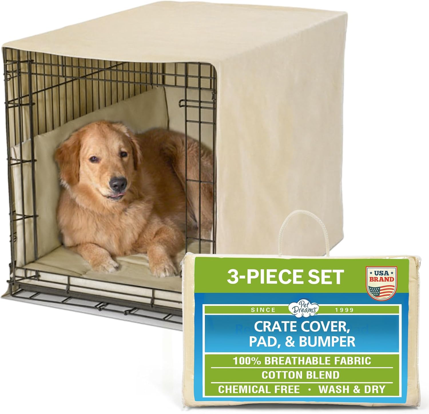 Pet Dreams 3-Piece Dog Crate Set for Comfort and Safety
