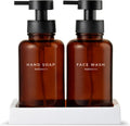 MaisoNovo Glass Foaming Soap Dispenser Set with Tray and Labels