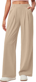 Wide Leg Pants Woman Pull on Stretchy Work Dress Pants - Comfortable