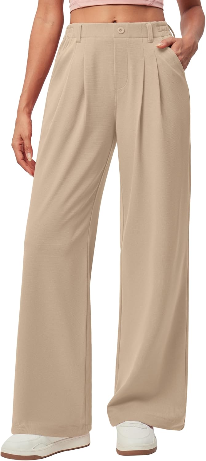 IUGA Wide Leg Pants for Women - Stretchy Business Casual Slacks