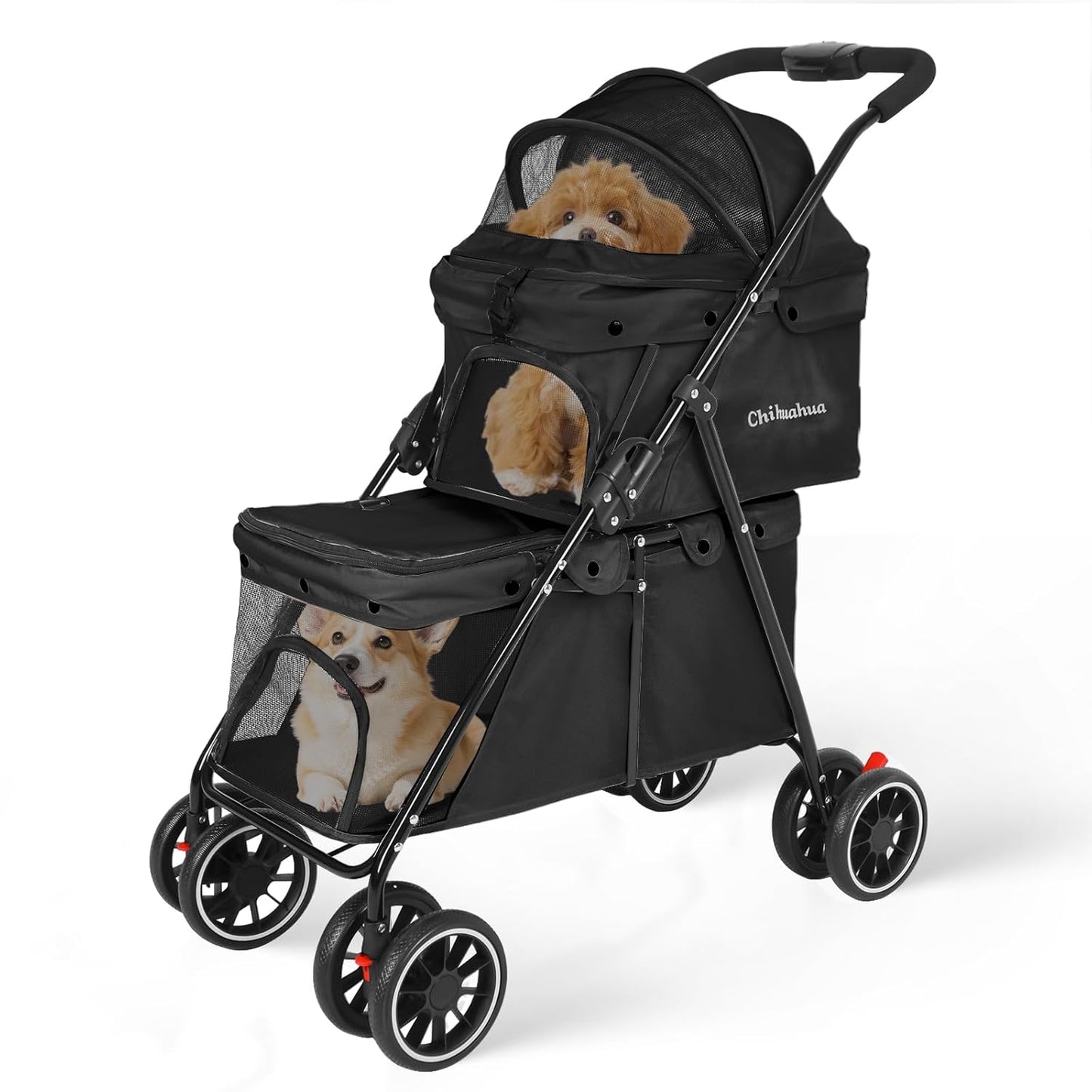 Double Pet Stroller for Dogs and Cats - Lightweight & Durable