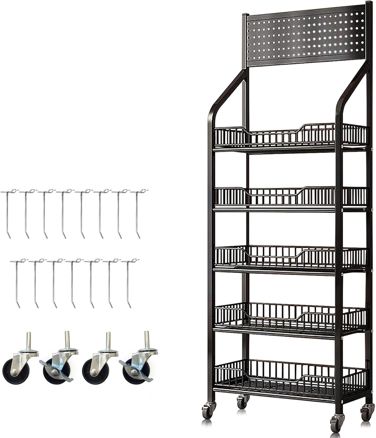 5 Tier Retail Candy Display Rack with Wheels for Easy Storage
