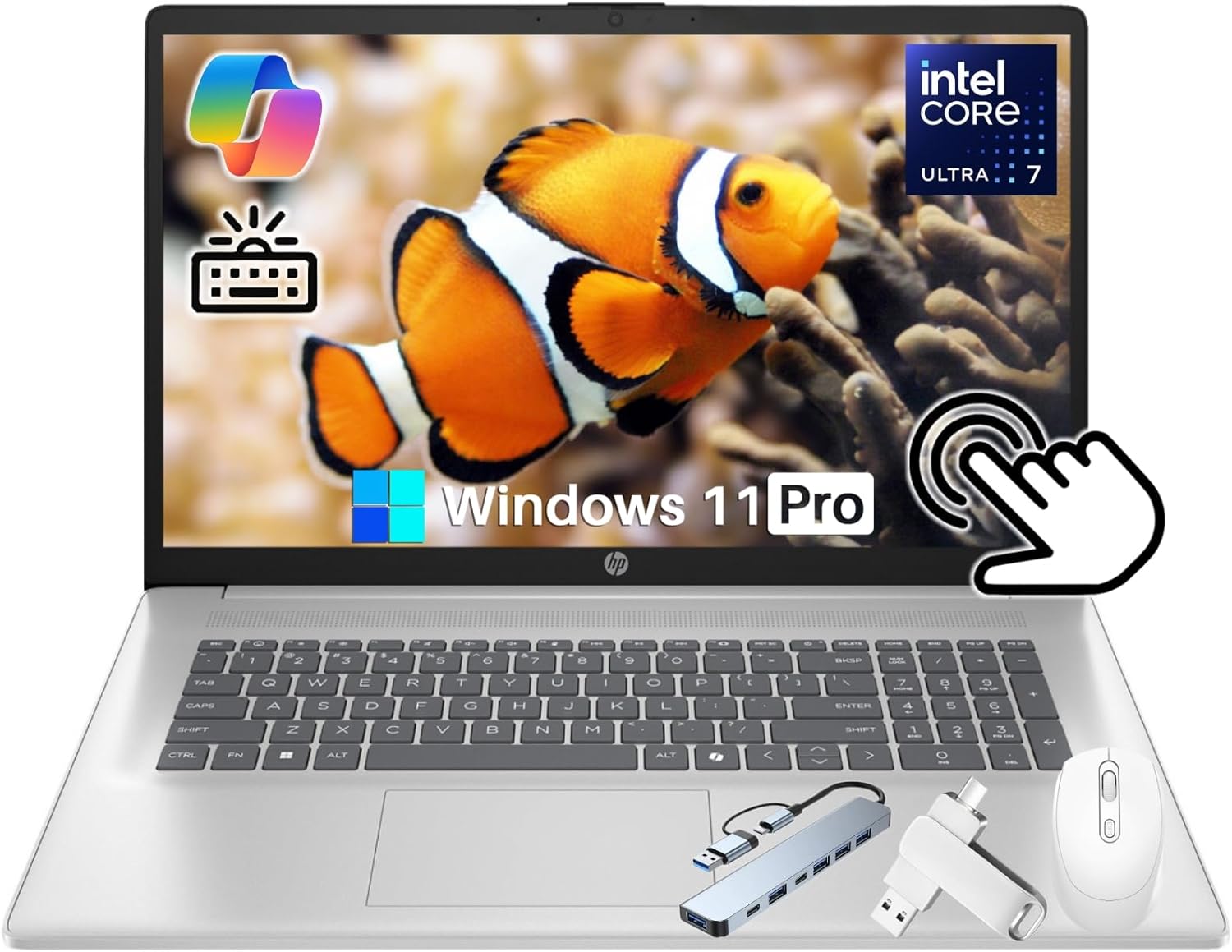 HP 17.3 Touchscreen Laptop with Intel Ultra 7 and 64GB RAM