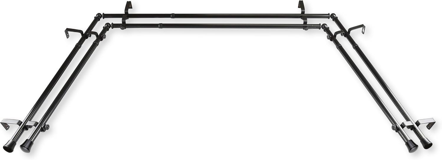 Rod Desyne 13/16 Double Bay Black Curtain Rod Set for Custom Window Lengths