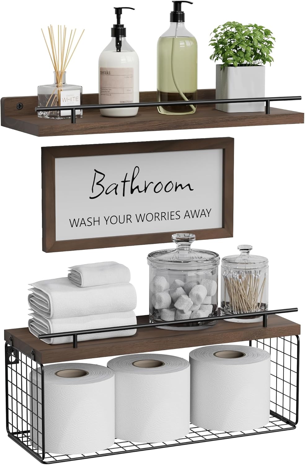 WOPITUES Floating Shelves for Wall Decor and Bathroom Storage