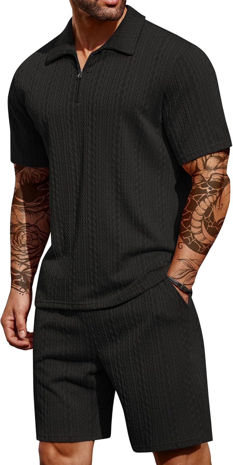 COOFANDY Men's 2 Pieces Outfits Casual Summer Tracksuit Set