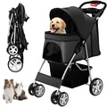 4 Wheels Pet Stroller for Small Medium Dogs Cats - Foldable All-Season
