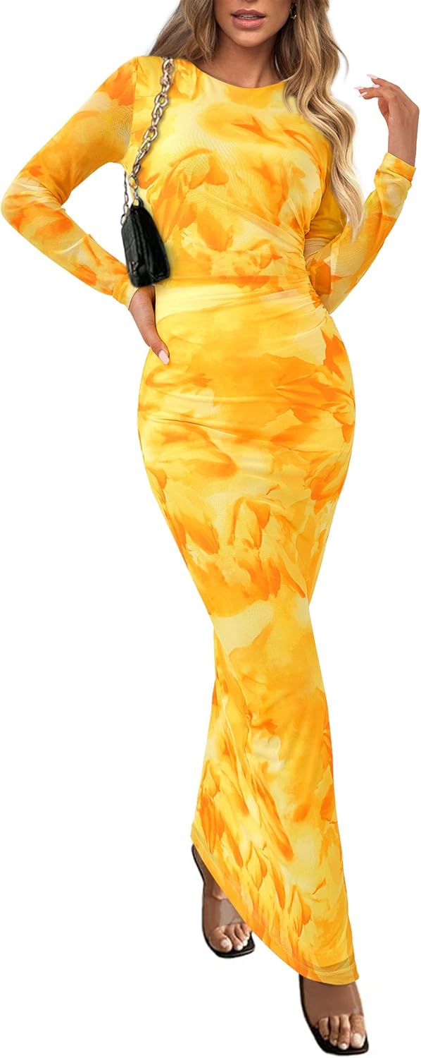 Stylish Bodycon Maxi Dress for Women with Floral Print Design
