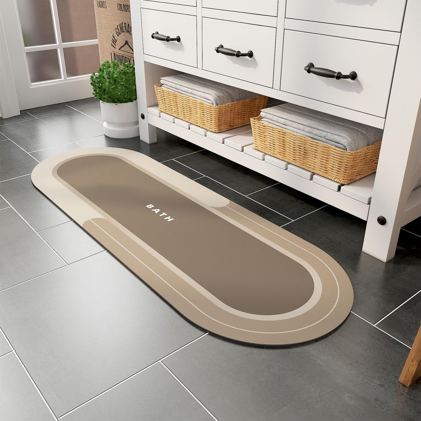 MontVoo Bath Mat Runner - Non Slip Absorbent Quick Dry Rug