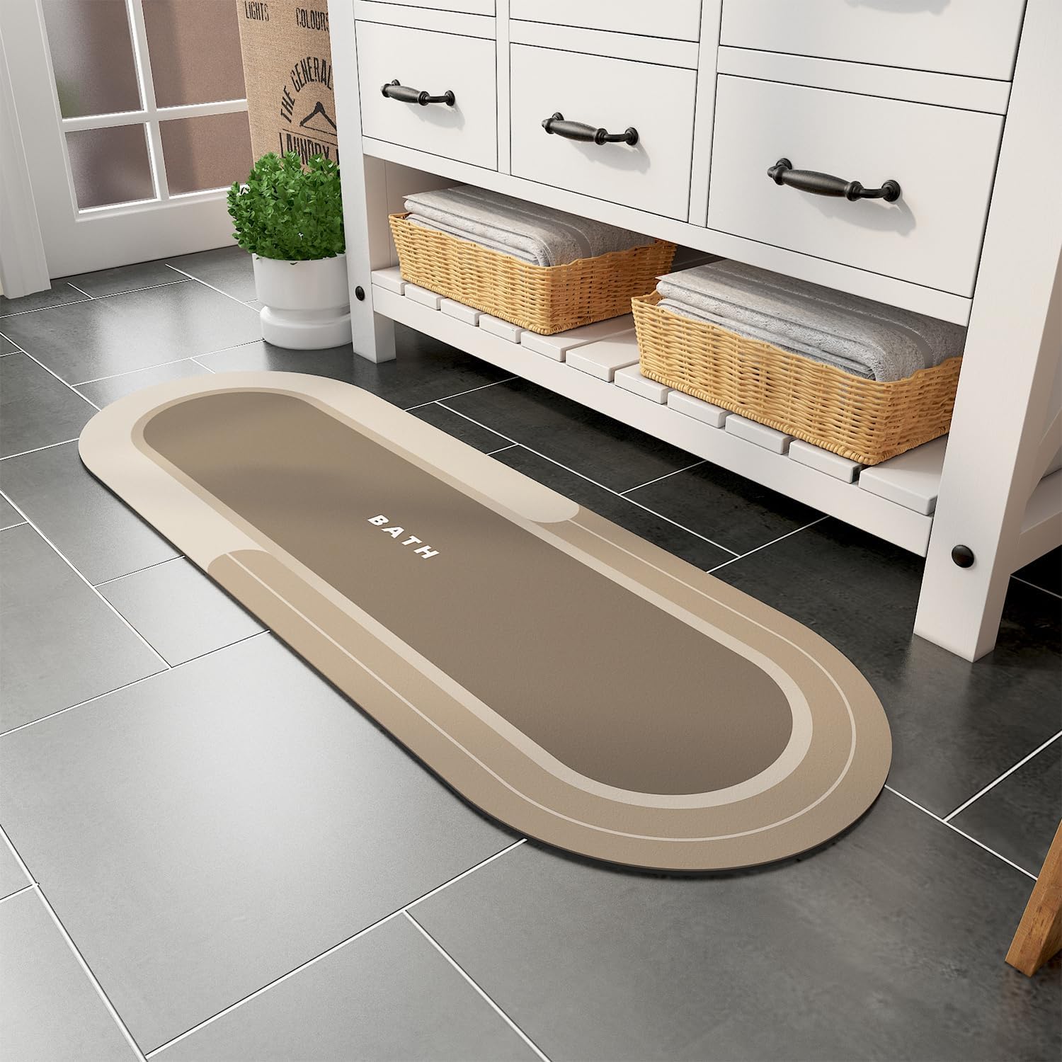 MontVoo Bath Mat Runner - Non Slip Absorbent Quick Dry Rug