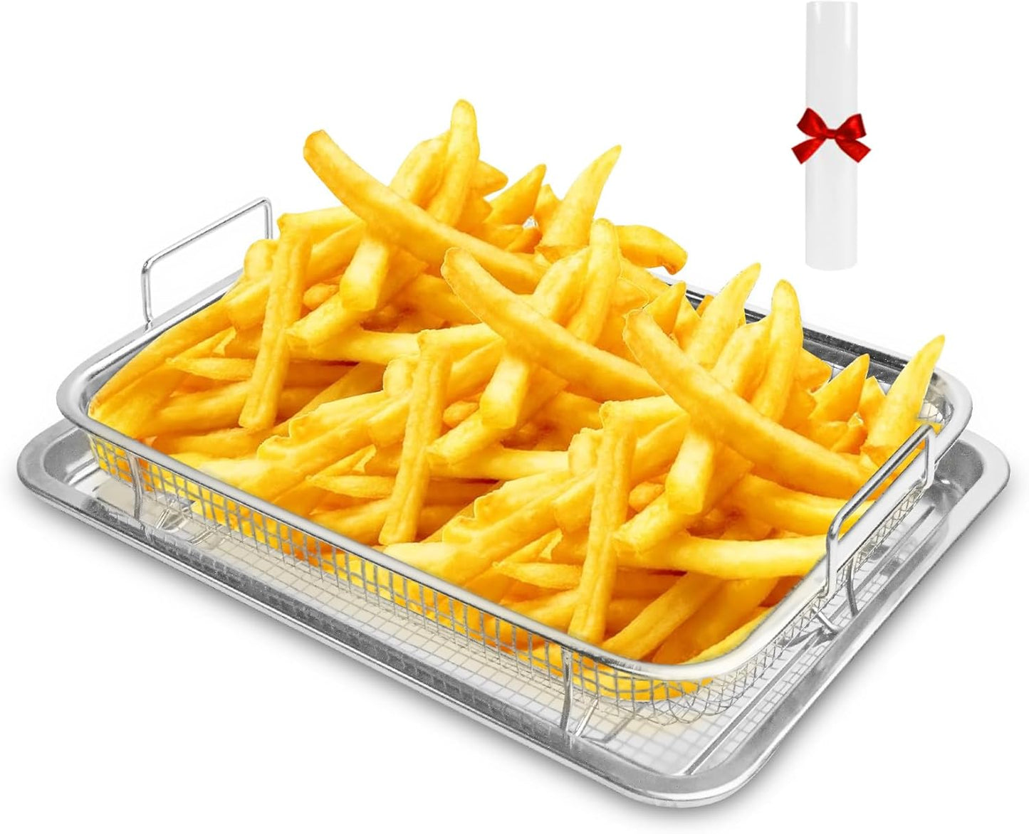 Stainless Steel Air Fryer Basket + 30 Pcs Parchment