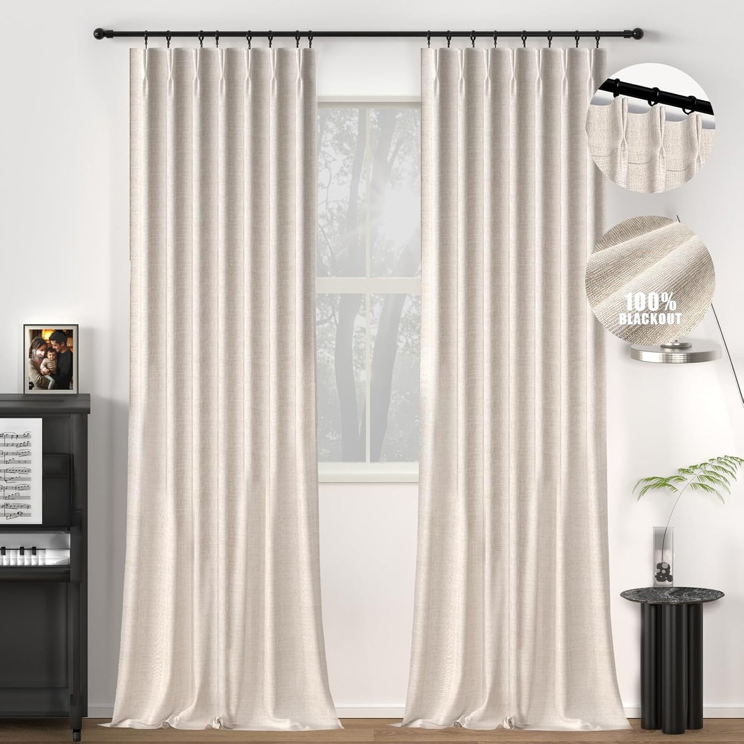 96 Natural Linen Blackout Curtains by Gleantdeco