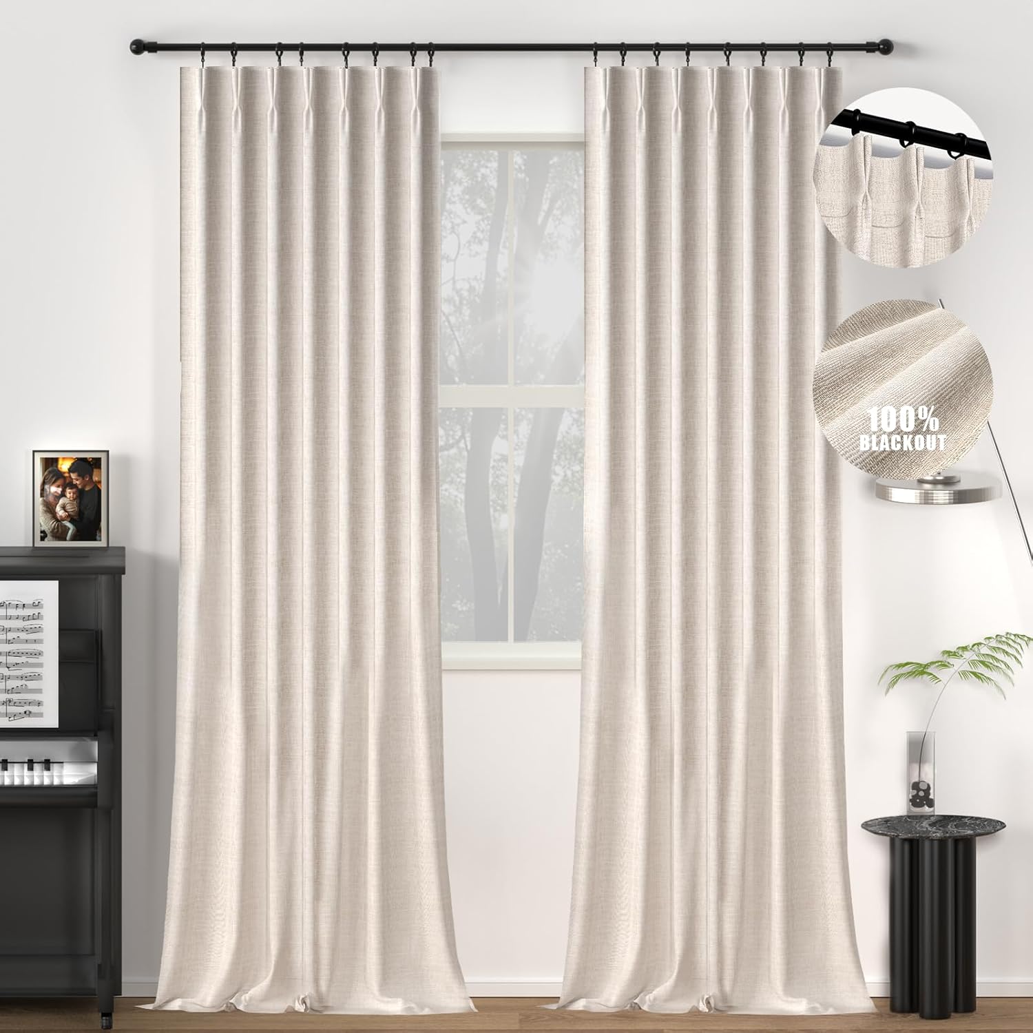 96 Natural Linen Blackout Curtains by Gleantdeco