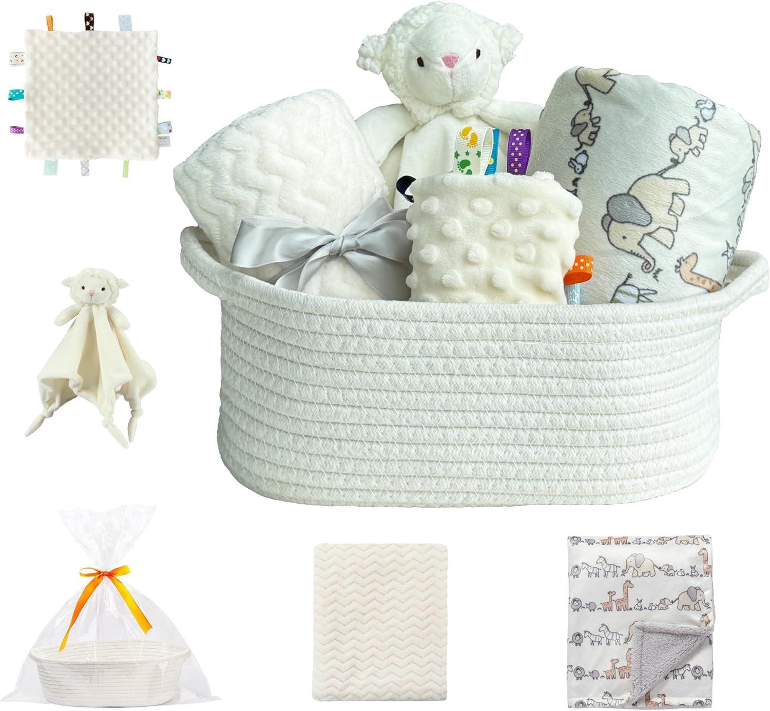 CREVENT Baby Welcome Gift Set Storage Basket with Blankets