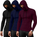 3 Pack Men's Sports Hoodies with Mask Compression (Style 47G8)