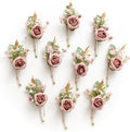 Boutonniere for Men 10pcs Dusty Rose Pink - Ready-Made Wedding Blooms