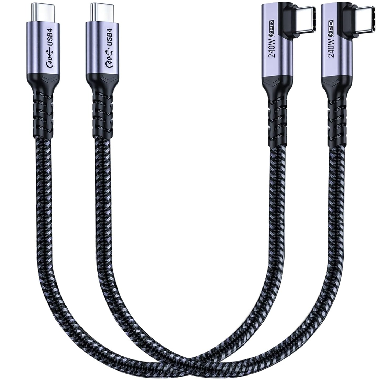 High Speed 1FT USB-C Cable [2 Pack] - 8K/4K Display, 240W Power