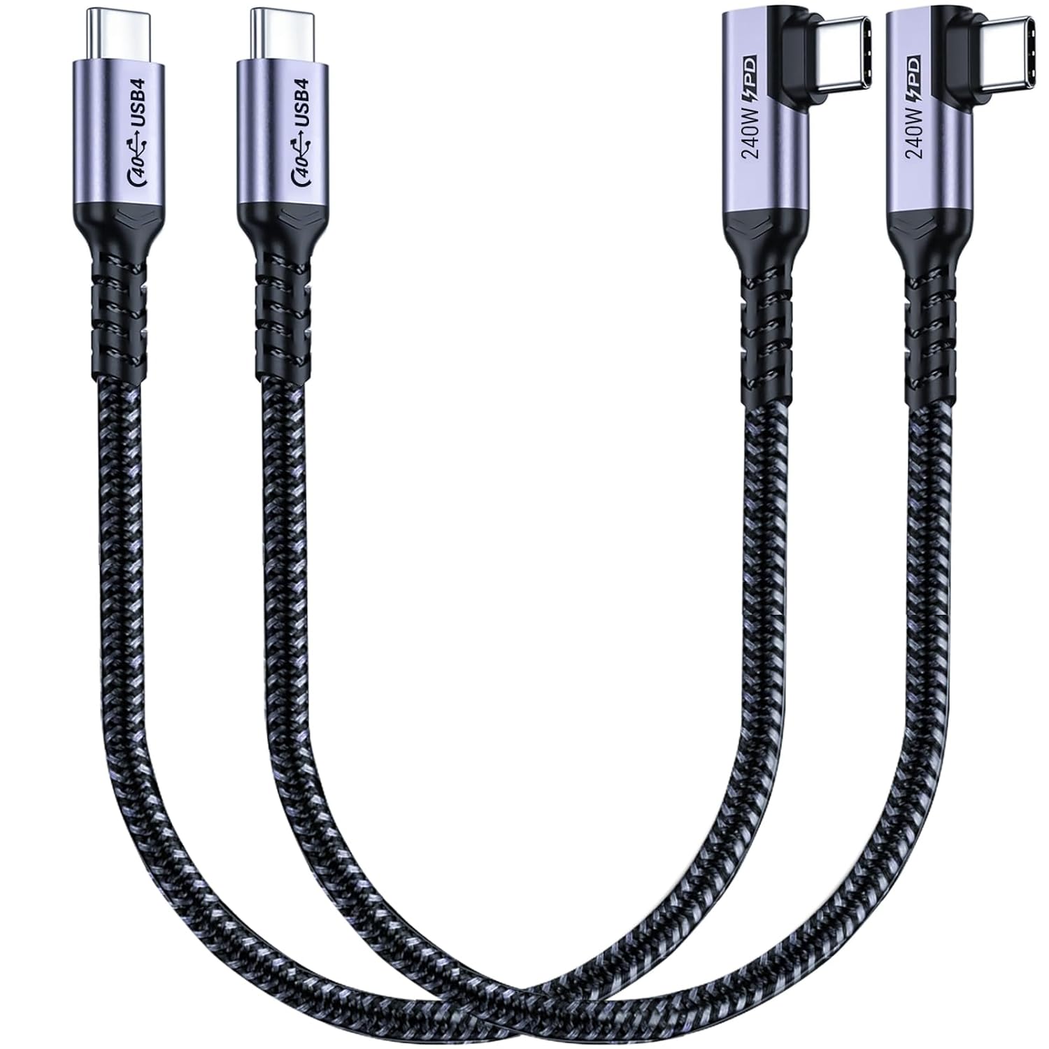 High Speed 1FT USB-C Cable [2 Pack] - 8K/4K Display, 240W Power