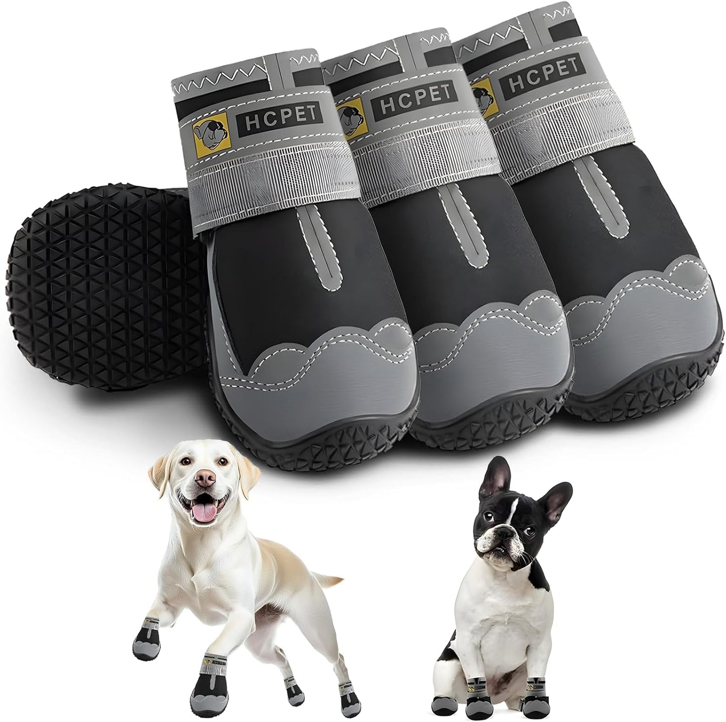 Hcpet Dog Shoes for Large Dogs - Waterproof Anti-Slip Booties