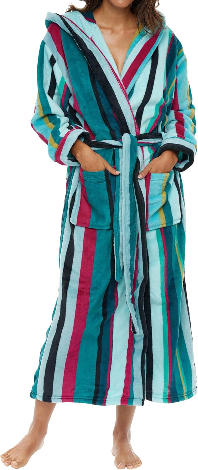 Long Plush Hooded Bathrobe for Women - Cozy and Stylish