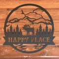 Personalized Elk Metal Wall Art with Mountain Landscape - Rustic