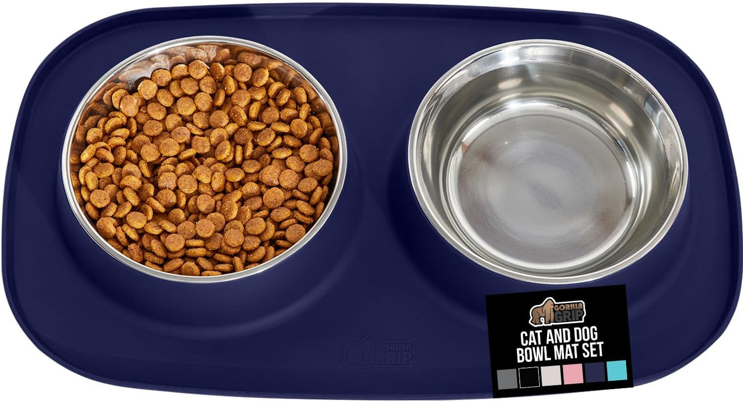 GORILLA GRIP Feeding Mat Set with Waterproof Bowls for Pets
