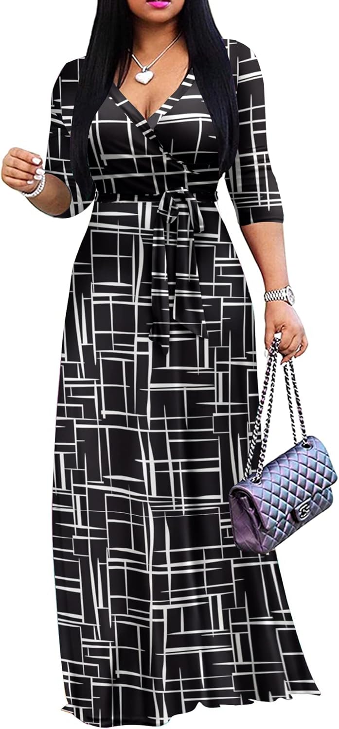 Plus Size Maxi Dress for Women Casual Summer Sundress V-Neck
